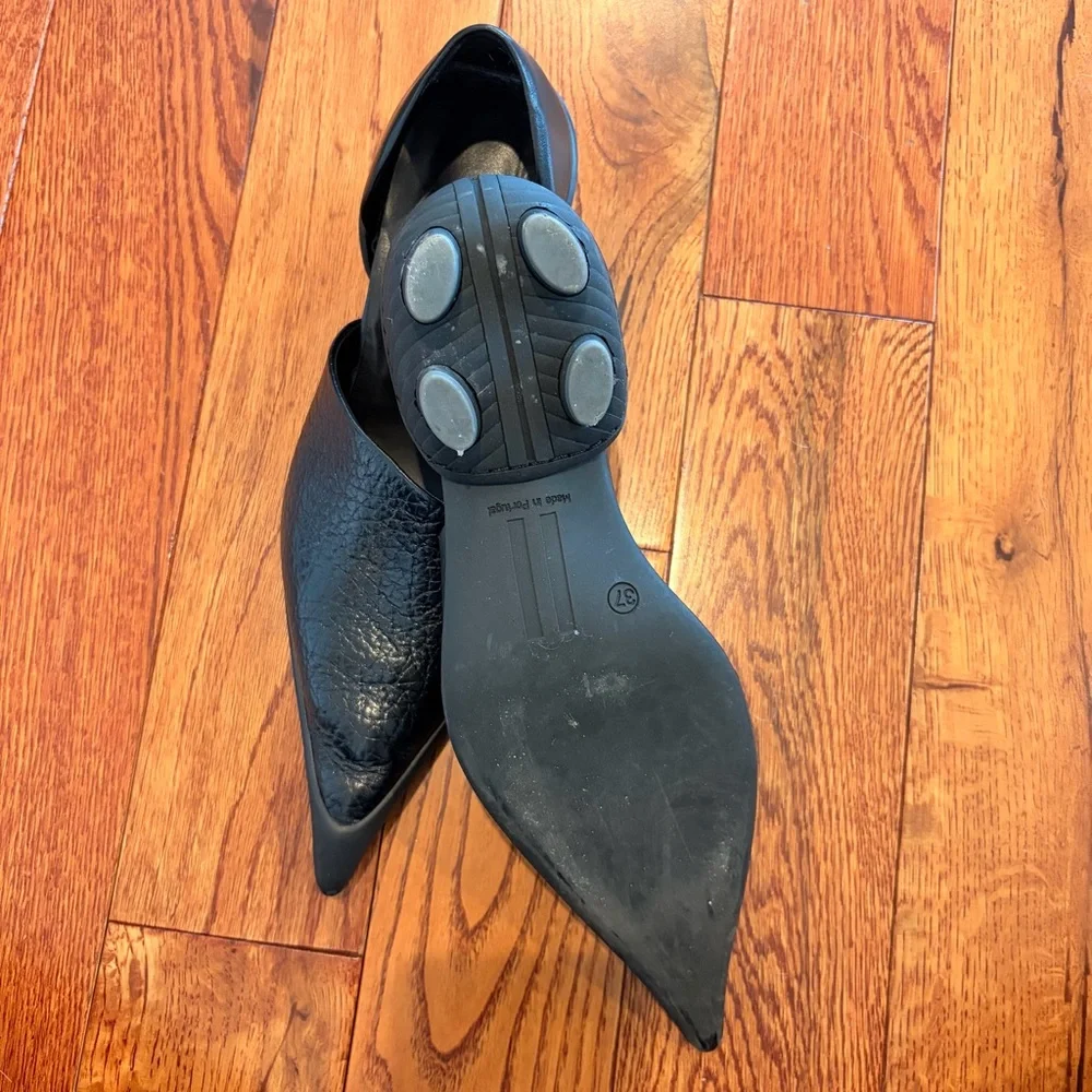 Miista Delt Courts Black Pointed Leather D'Orsay Flats - Picture 4 of 5